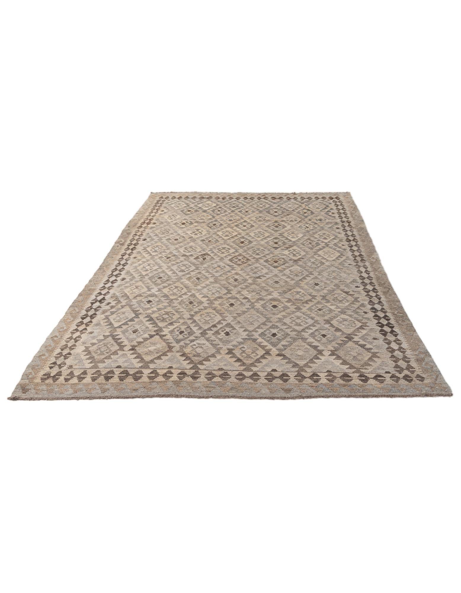 6' 6 x 10' Hand Woven Kilim Maymana Wool Rug