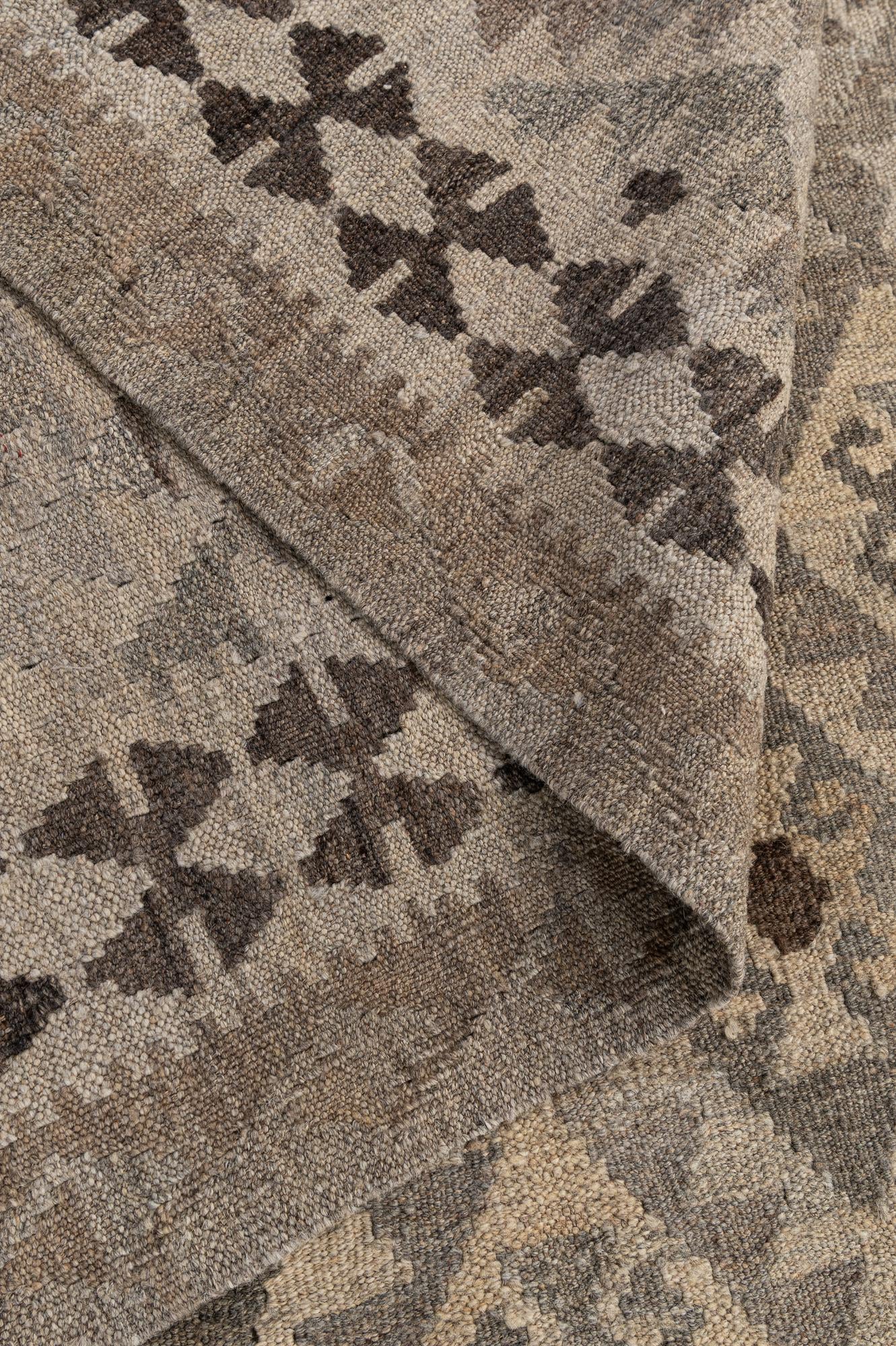 6' 6 x 10' Hand Woven Kilim Maymana Wool Rug