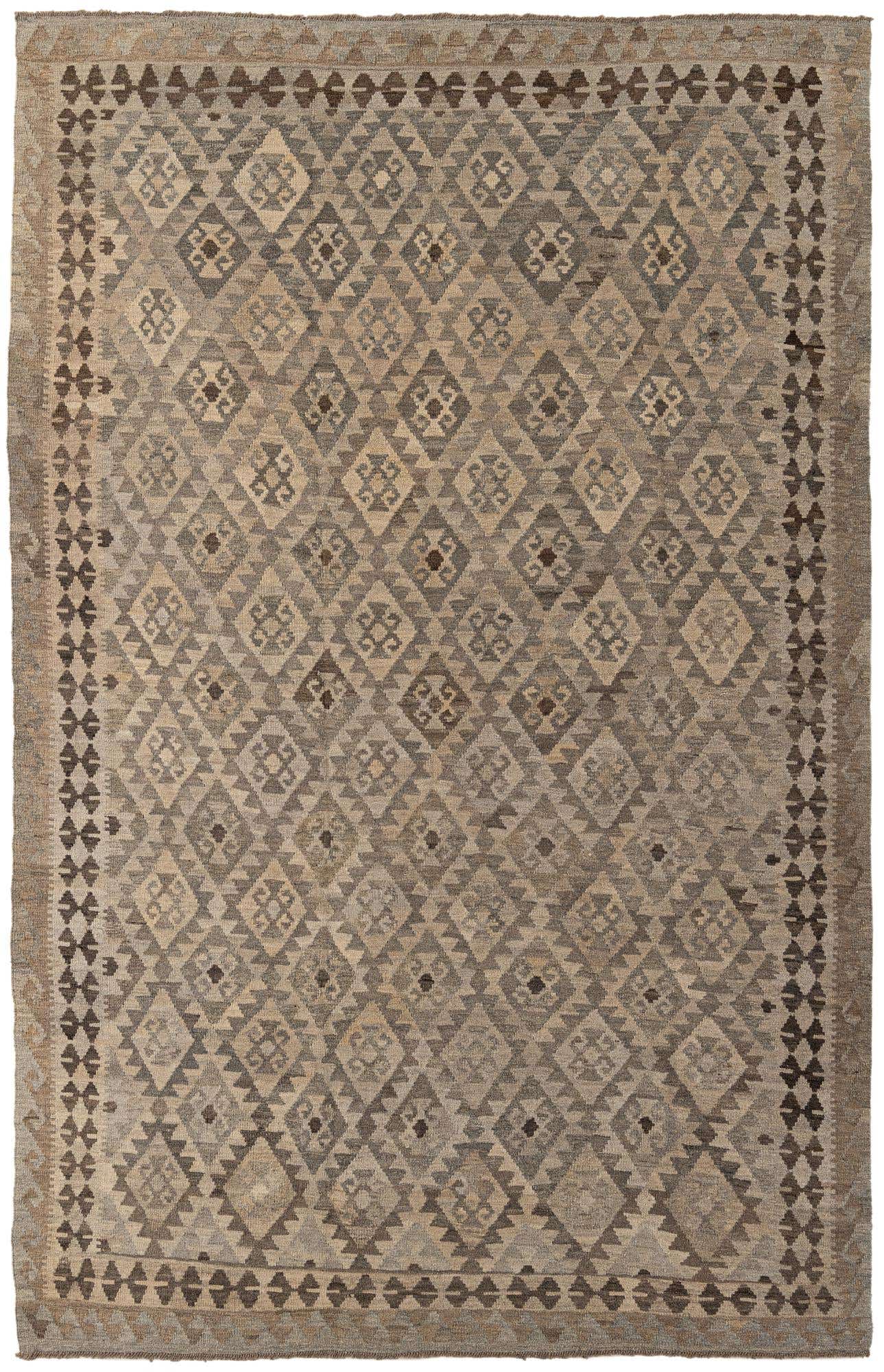 6' 6 x 10' Hand Woven Kilim Maymana Wool Rug