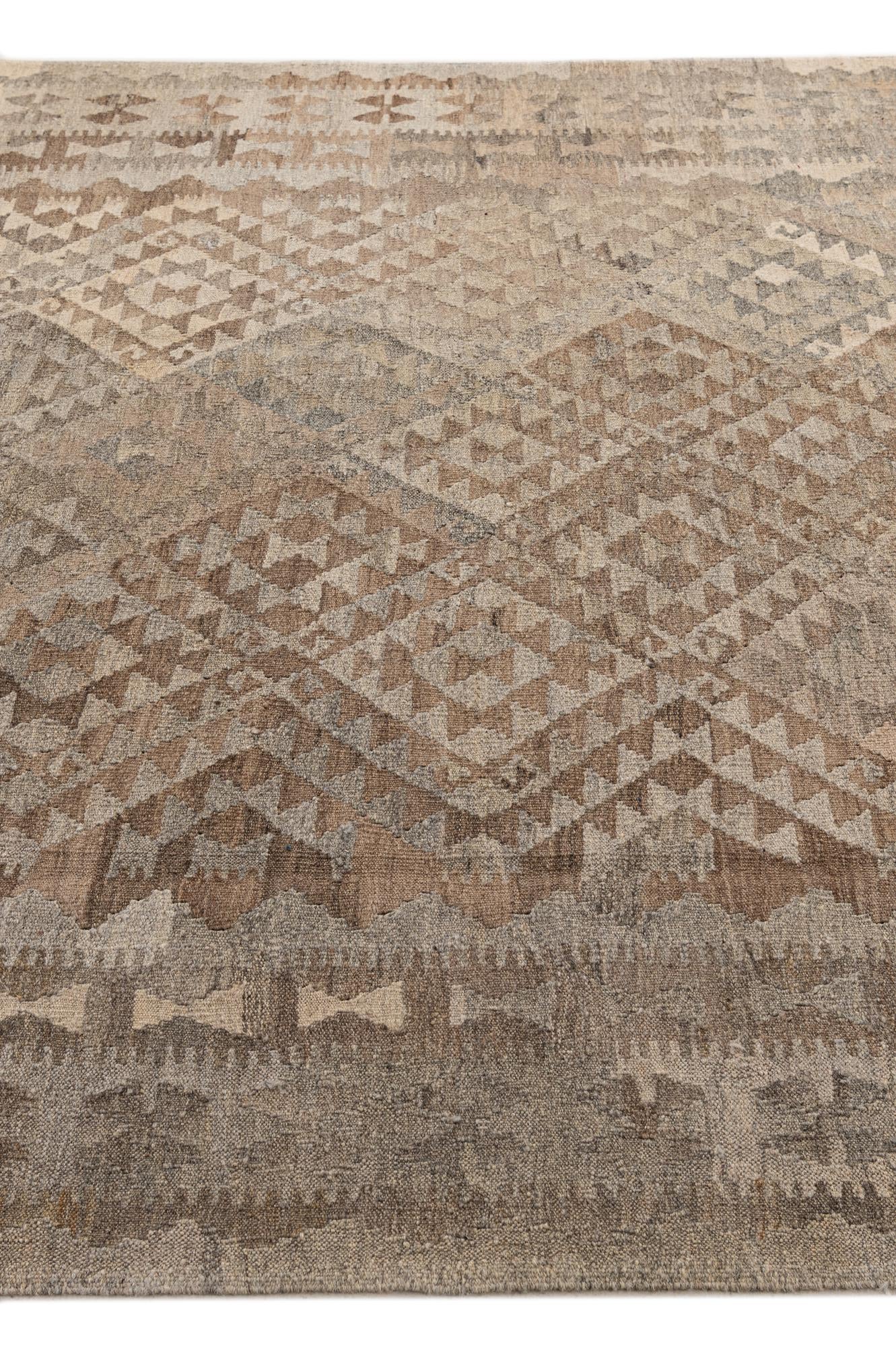 6' 6 x 10' 3 Hand Woven Kilim Maymana Wool Rug