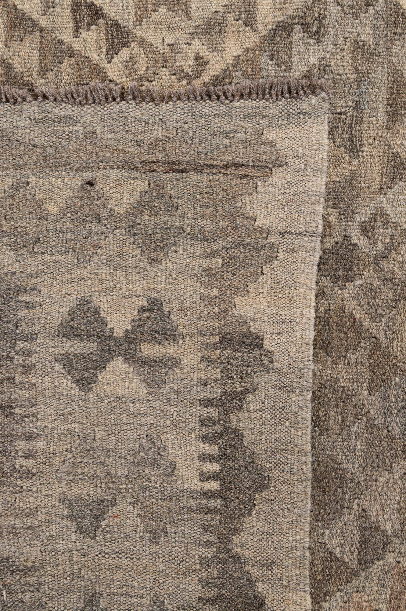 6' 6 x 10' 3 Hand Woven Kilim Maymana Wool Rug