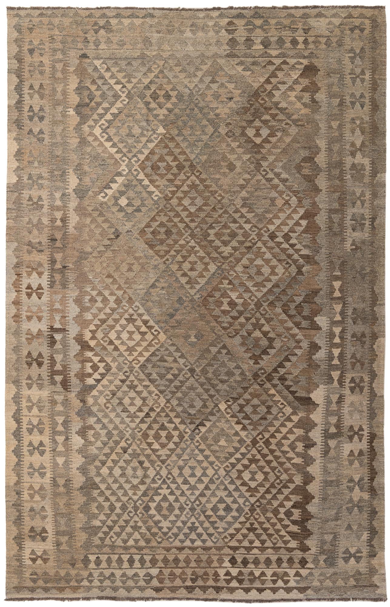 6' 6 x 10' 3 Hand Woven Kilim Maymana Wool Rug