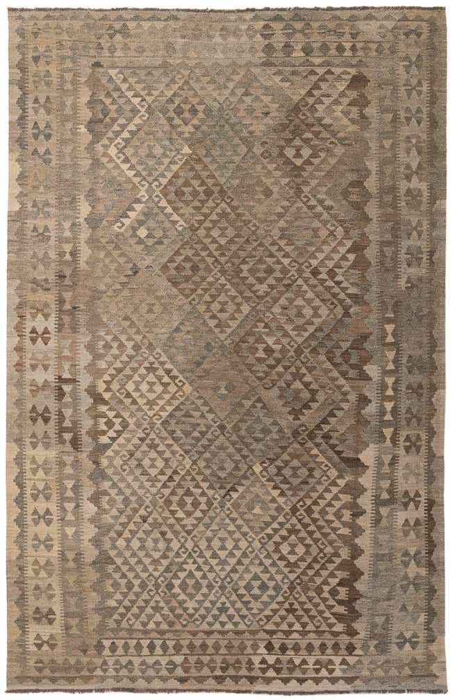 6' 6 x 10' 3 Hand Woven Kilim Maymana Wool Rug