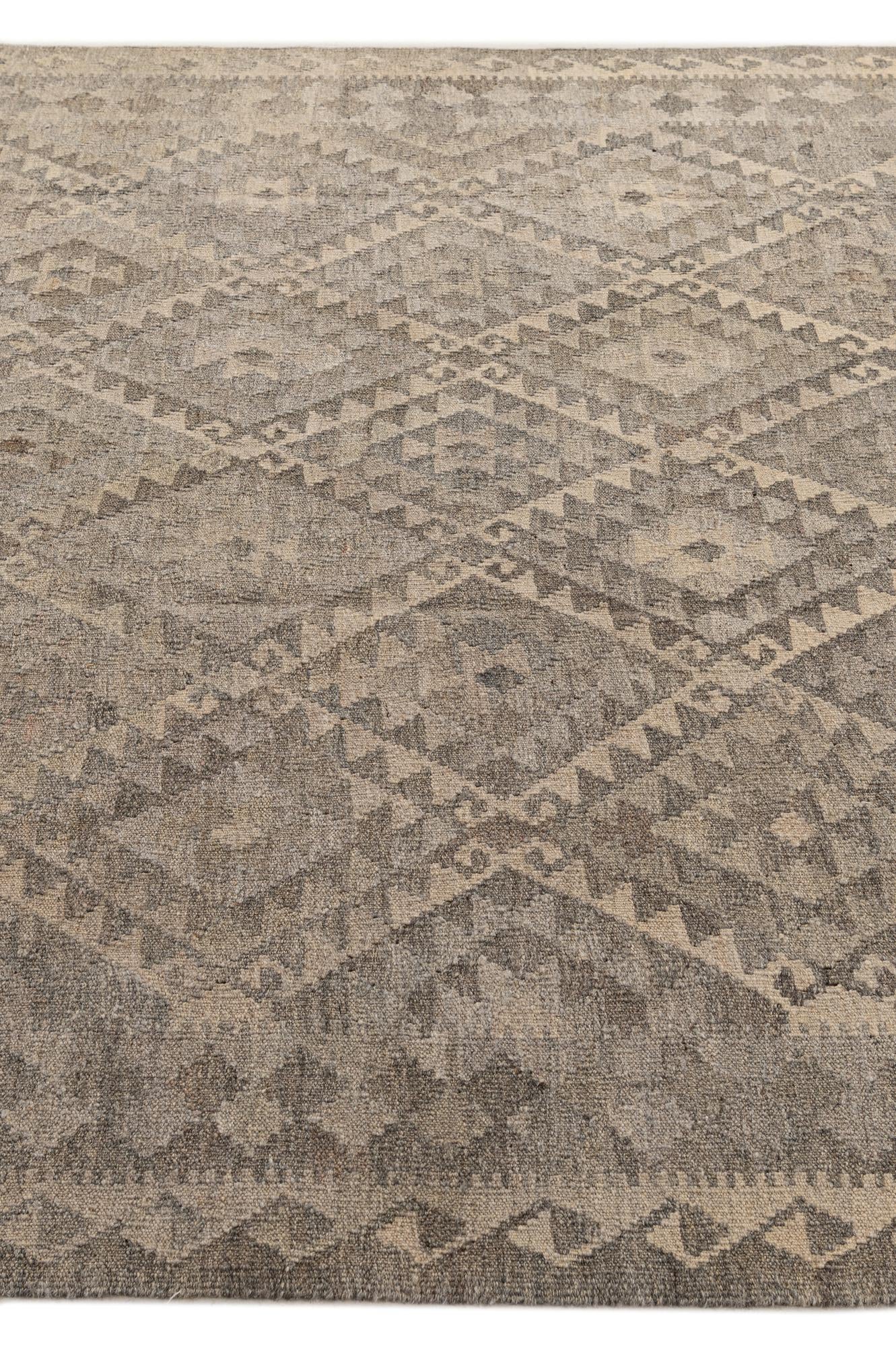 6' 6 x 10' Hand Woven Kilim Maymana Wool Rug
