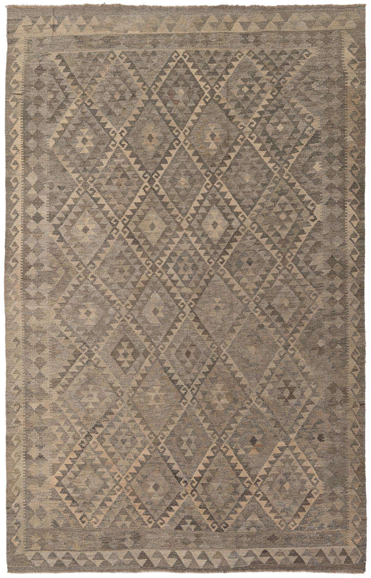 6' 6 x 10' Hand Woven Kilim Maymana Wool Rug