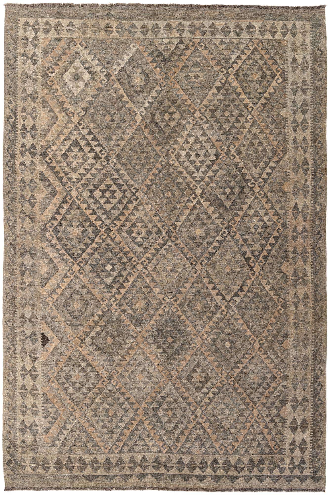 6' 10 x 10' 2 Hand Woven Kilim Maymana Wool Rug