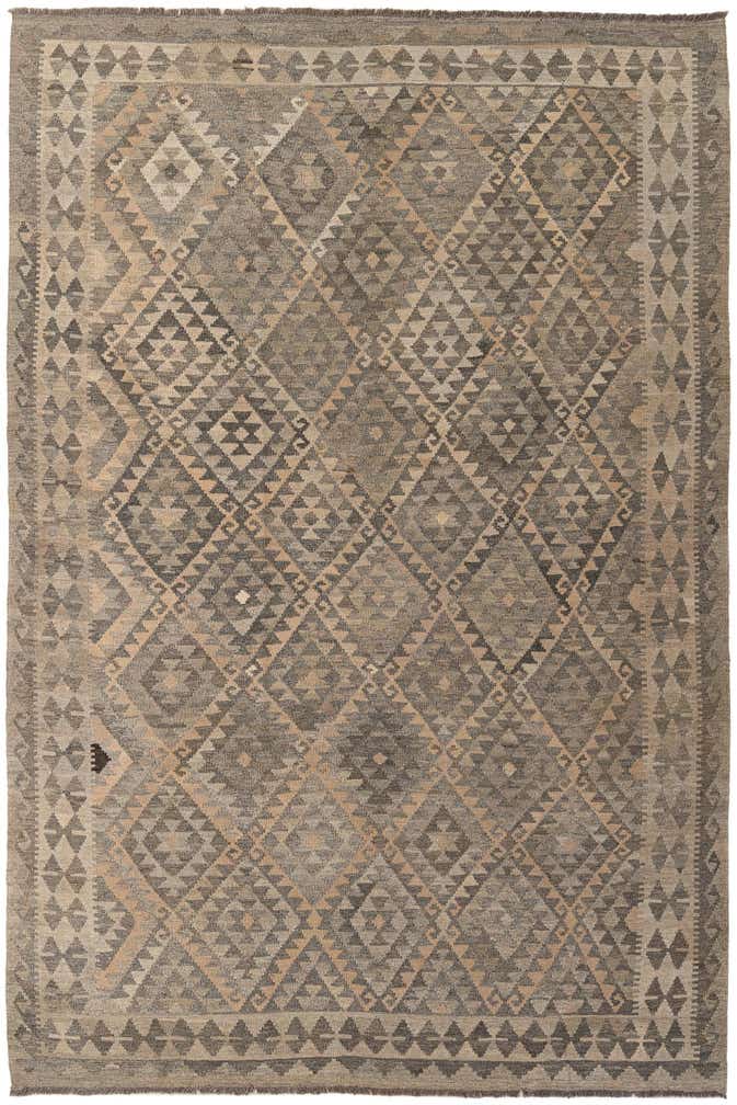 6' 10 x 10' 2 Hand Woven Kilim Maymana Wool Rug
