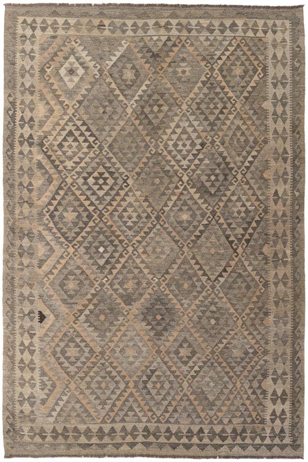 Detail image of 6' 10 x 10' 2 Hand Woven Kilim Maymana Wool Rug