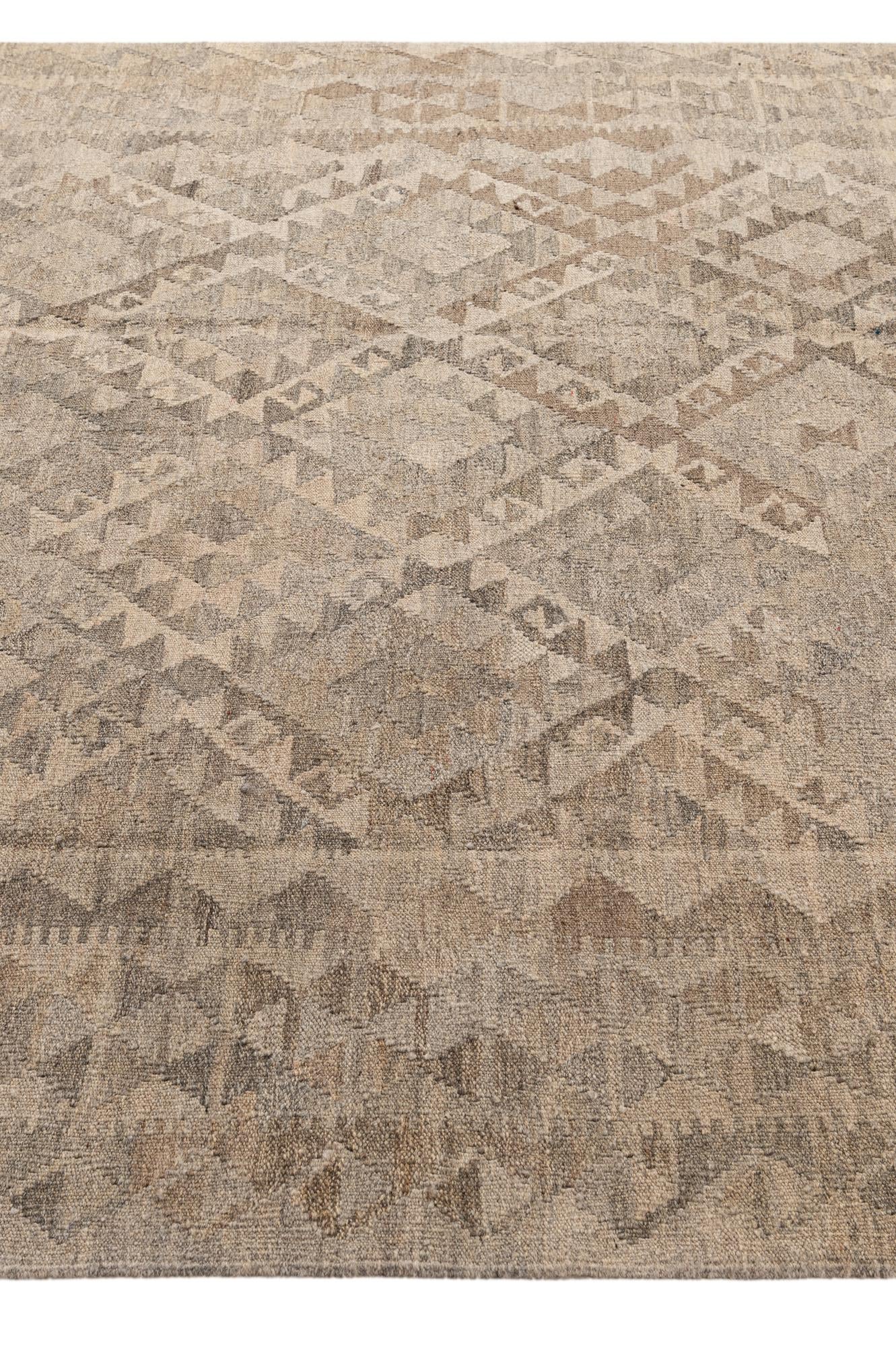 6' 8 x 10' Hand Woven Kilim Maymana Wool Rug