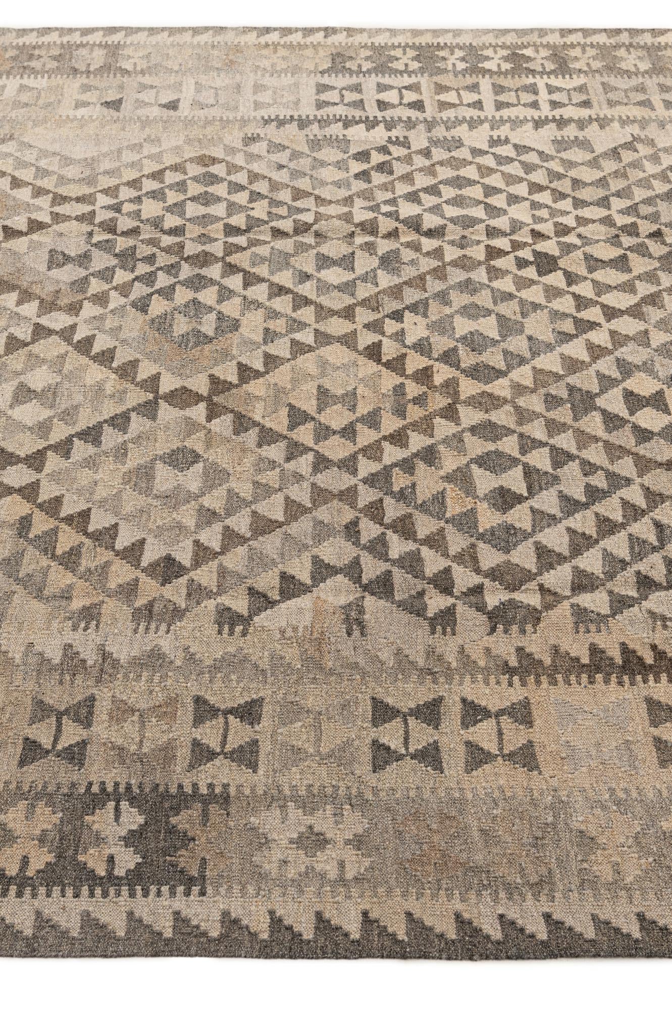 6' 9 x 10' 1 Hand Woven Kilim Maymana Wool Rug