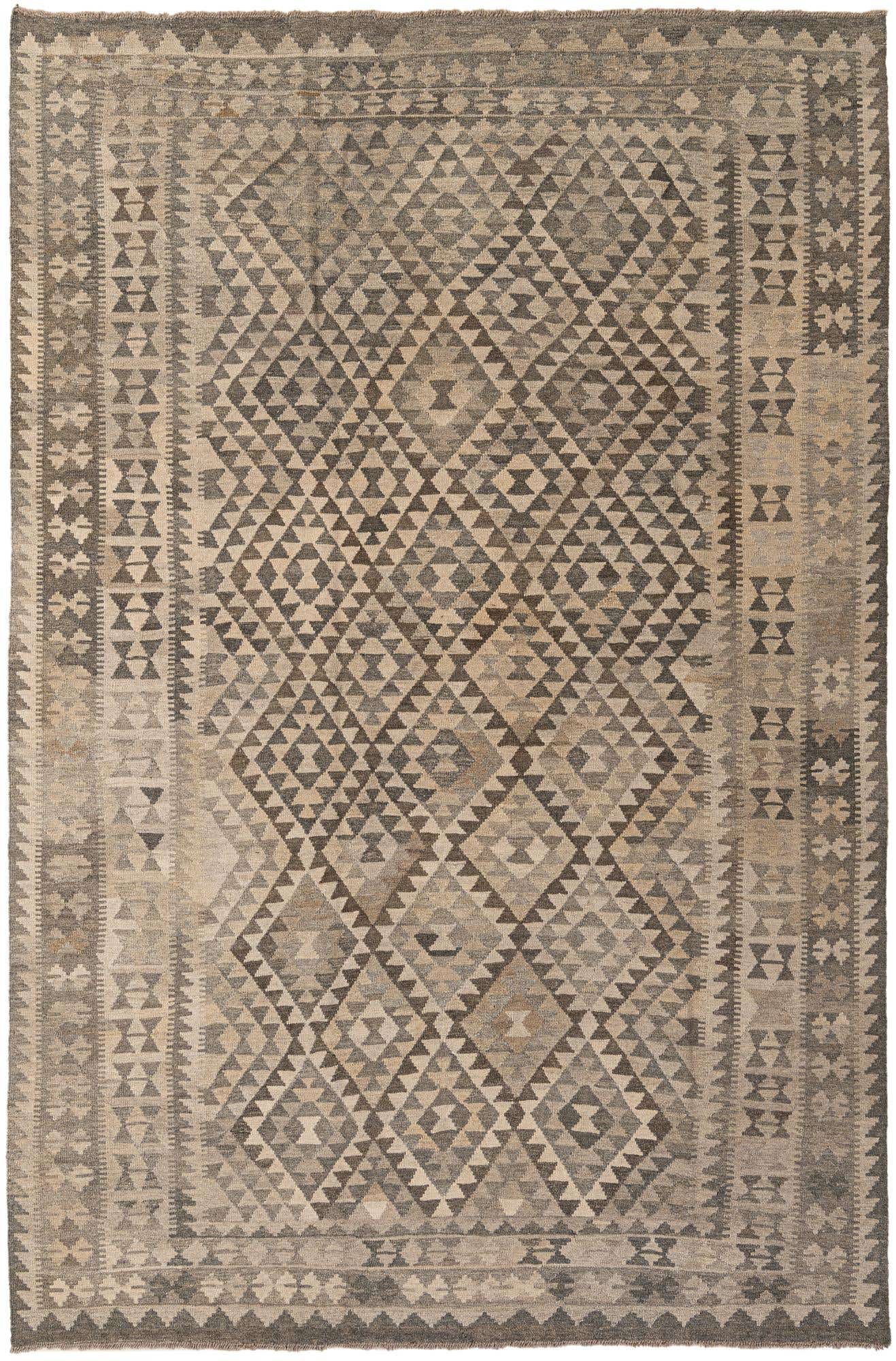 6' 9 x 10' 1 Hand Woven Kilim Maymana Wool Rug