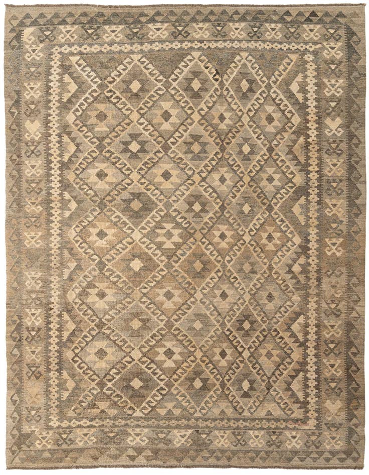 Detail image of 6' 9 x 9' 5 Hand Woven Kilim Maymana Wool Rug
