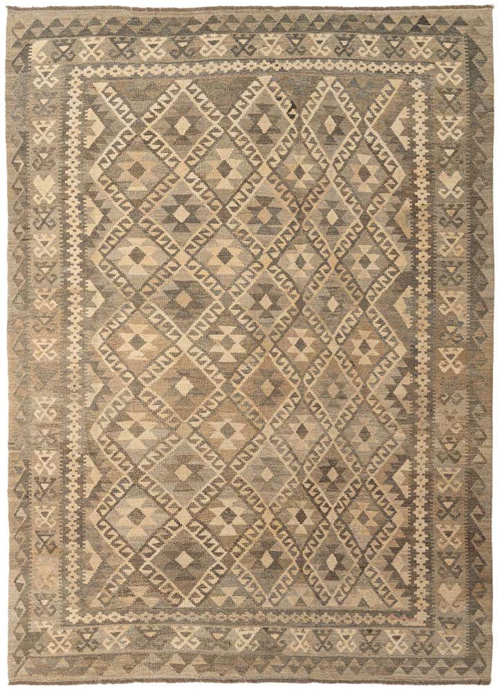 6' 9 x 9' 5 Hand Woven Kilim Maymana Wool Rug