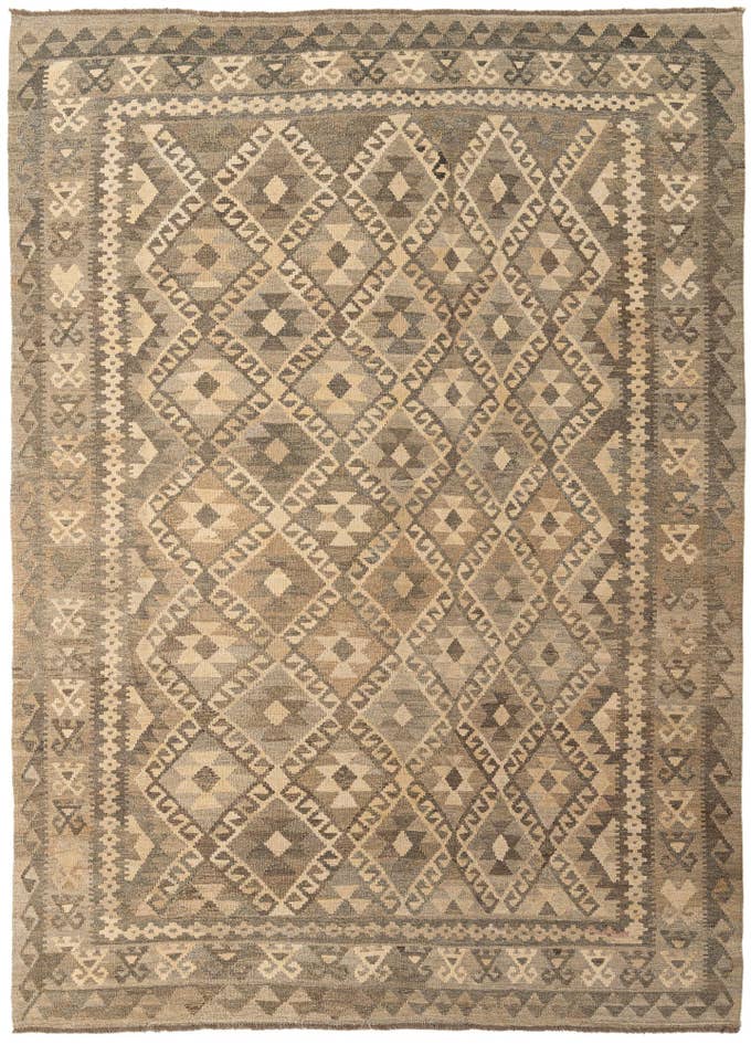 Detail image of 6' 9 x 9' 5 Hand Woven Kilim Maymana Wool Rug