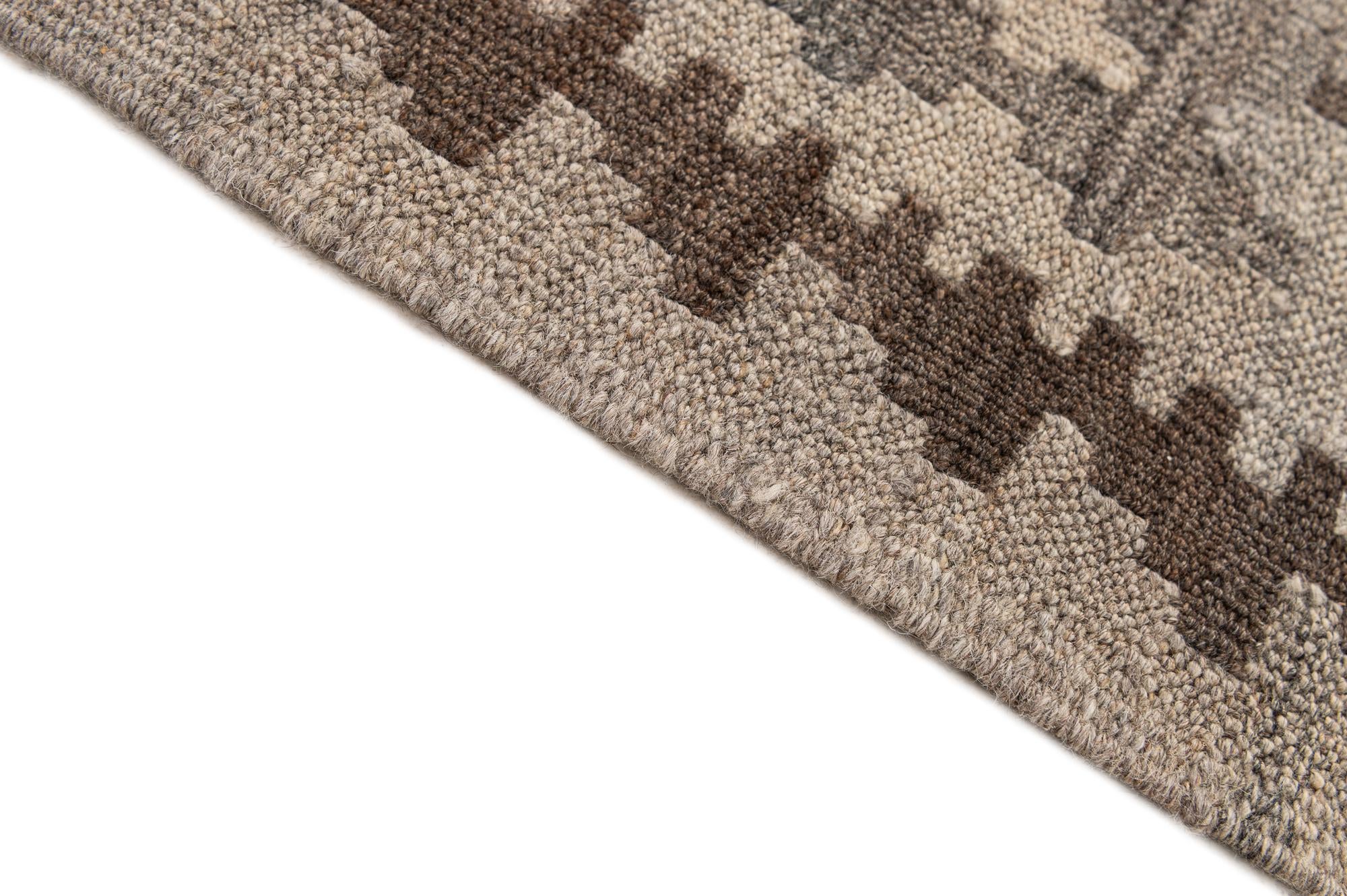 7' x 9' 6 Hand Woven Kilim Maymana Wool Rug