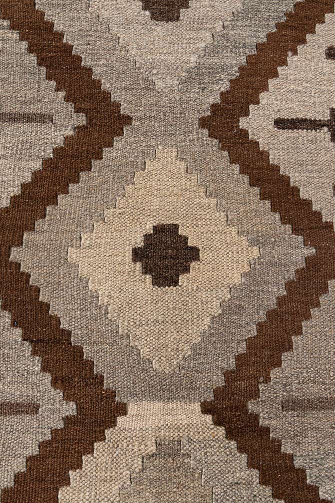 7' x 9' 6 Hand Woven Kilim Maymana Wool Rug
