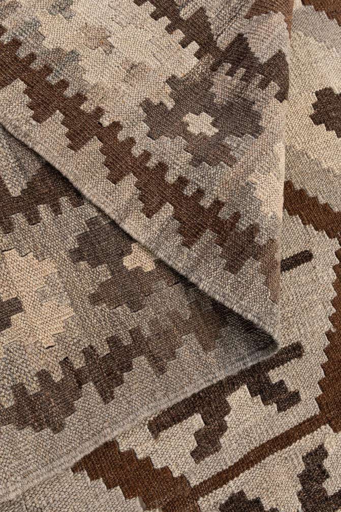 7' x 9' 6 Hand Woven Kilim Maymana Wool Rug