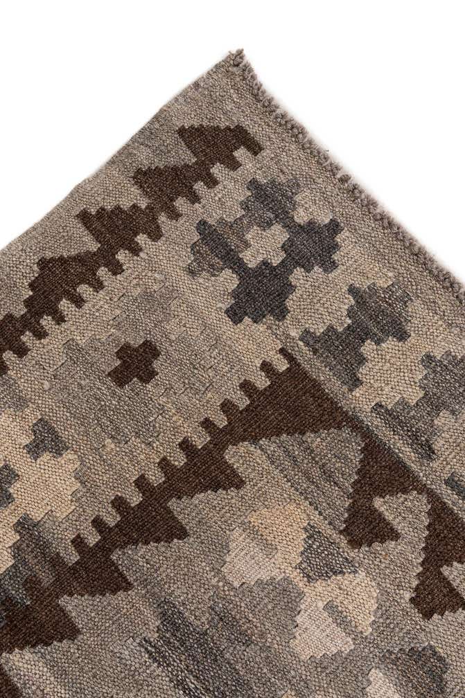 7' x 9' 6 Hand Woven Kilim Maymana Wool Rug