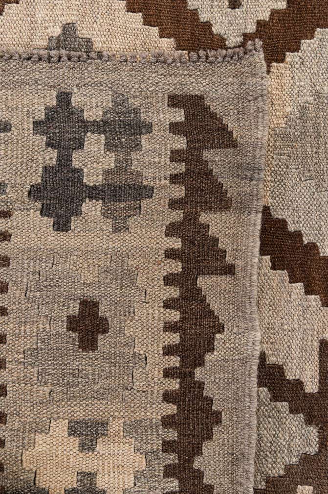 7' x 9' 6 Hand Woven Kilim Maymana Wool Rug
