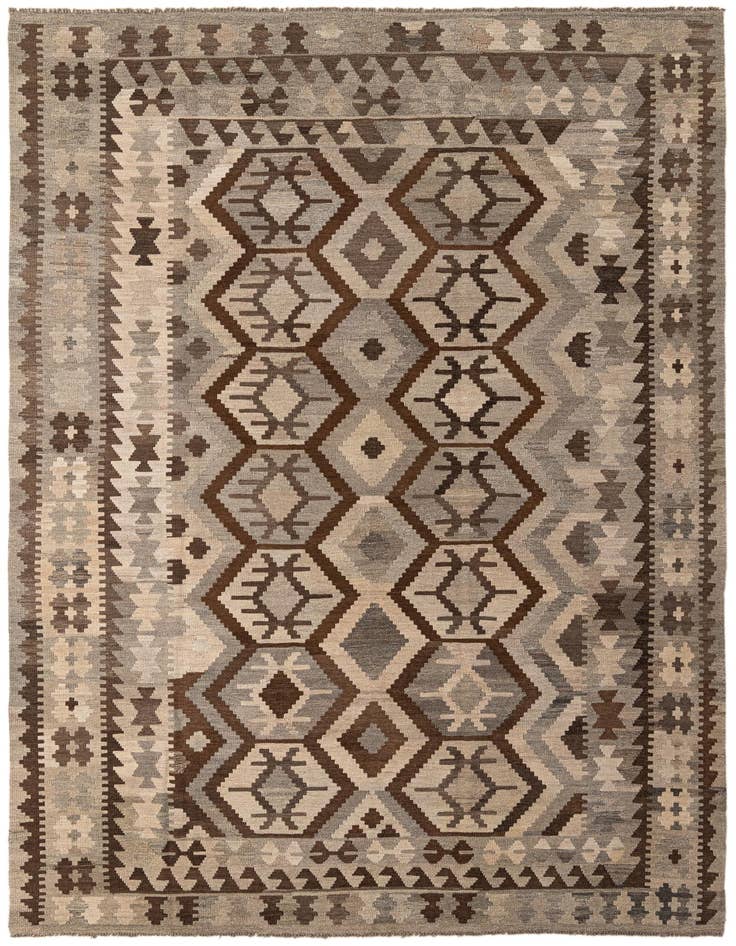 Detail image of 7' x 9' 6 Hand Woven Kilim Maymana Wool Rug