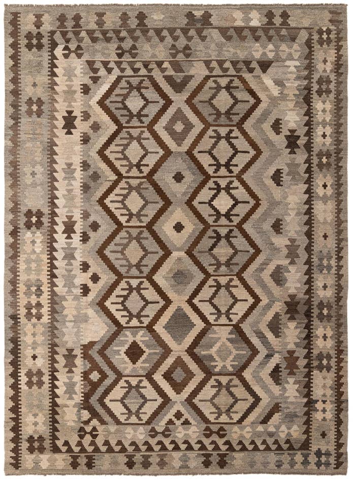 Detail image of 7' x 9' 6 Hand Woven Kilim Maymana Wool Rug