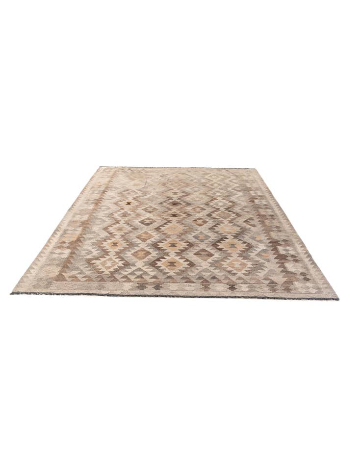 Detail image of 7' 4 x 9' 5 Hand Woven Kilim Maymana Wool Rug