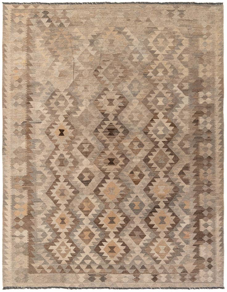 Detail image of 7' 4 x 9' 5 Hand Woven Kilim Maymana Wool Rug