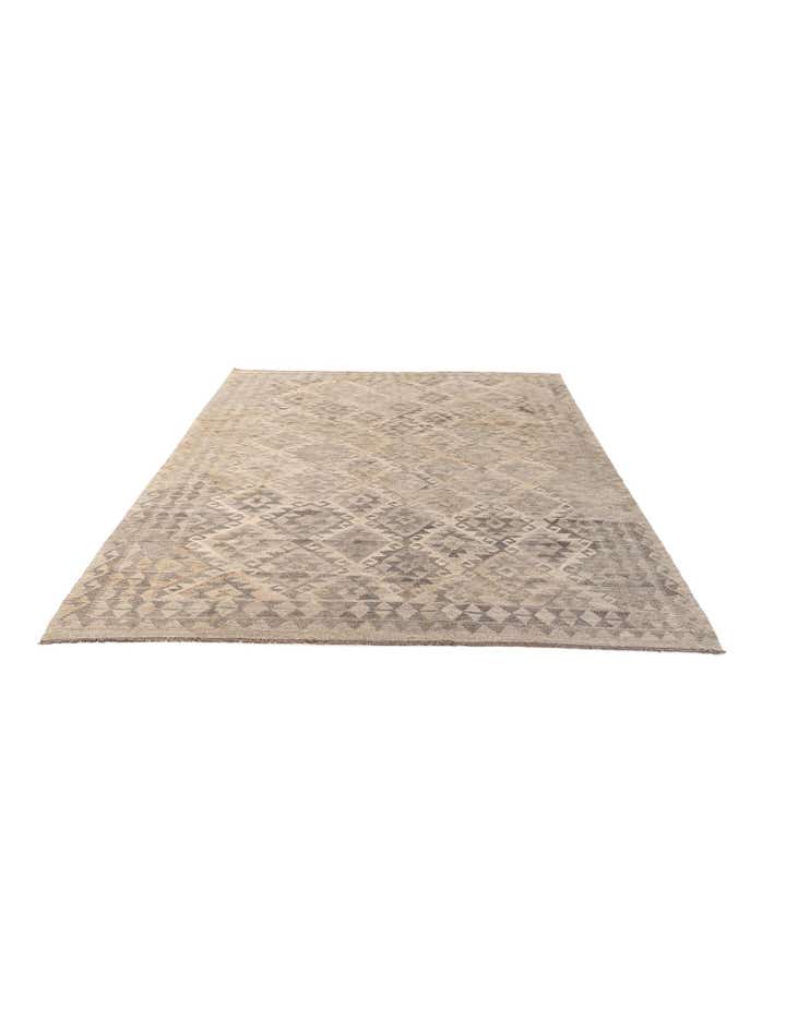 6' 10 x 9' 5 Hand Woven Kilim Maymana Wool Rug