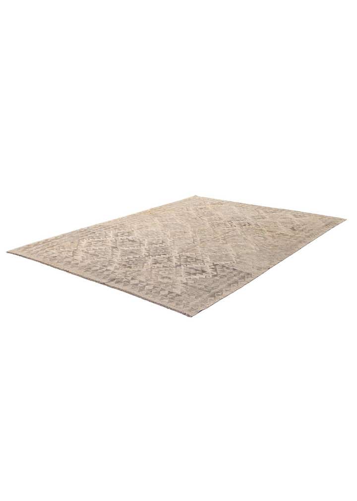 6' 10 x 9' 5 Hand Woven Kilim Maymana Wool Rug