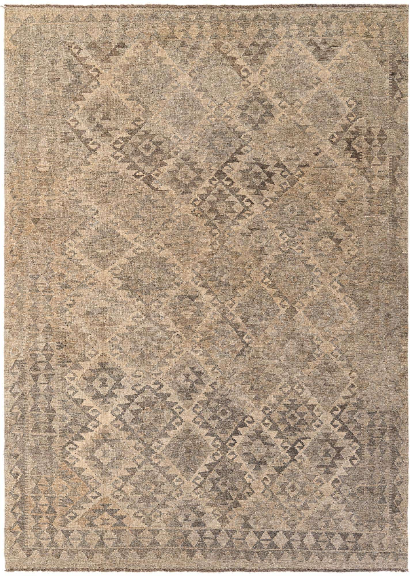 6' 10 x 9' 5 Hand Woven Kilim Maymana Wool Rug