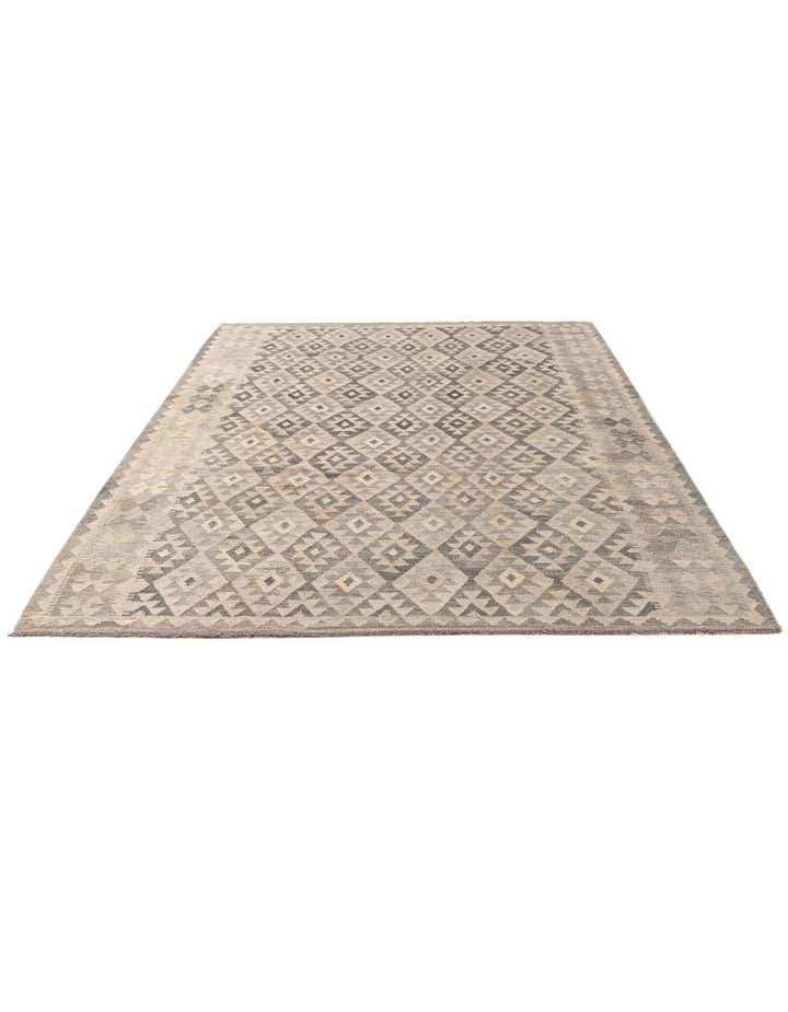 6' 11 x 9' 7 Hand Woven Kilim Maymana Wool Rug