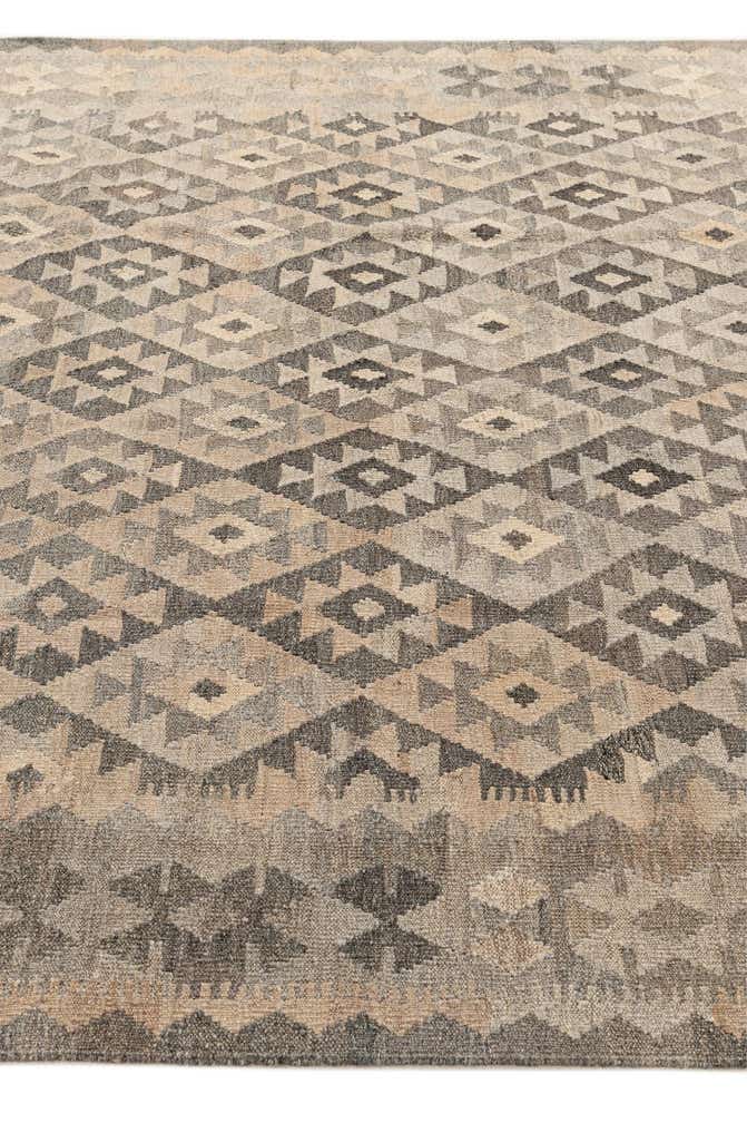 6' 11 x 9' 7 Hand Woven Kilim Maymana Wool Rug