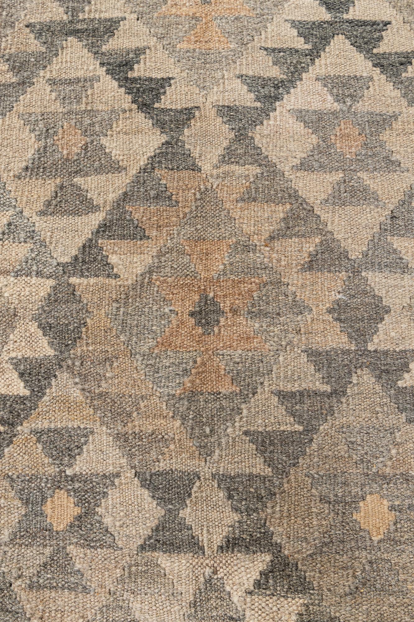 7' 1 x 9' 8 Hand Woven Kilim Maymana Wool Rug