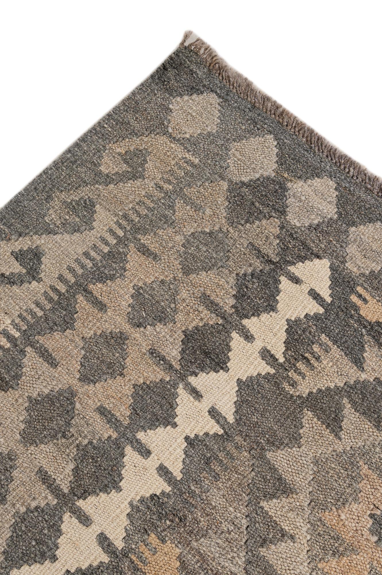 7' 1 x 9' 8 Hand Woven Kilim Maymana Wool Rug