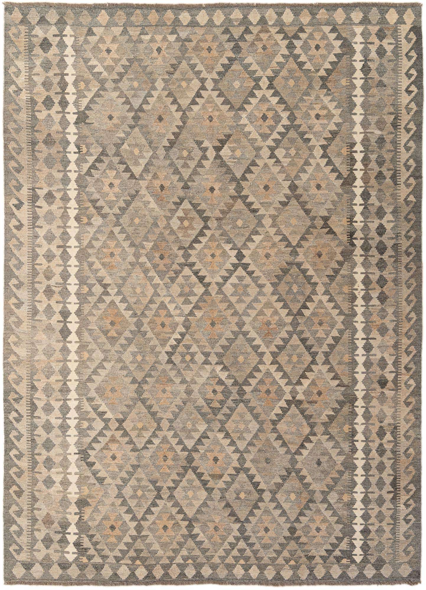 7' 1 x 9' 8 Hand Woven Kilim Maymana Wool Rug