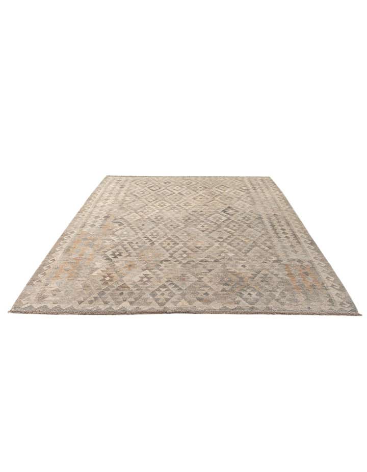 6' 11 x 9' 7 Hand Woven Kilim Maymana Wool Rug