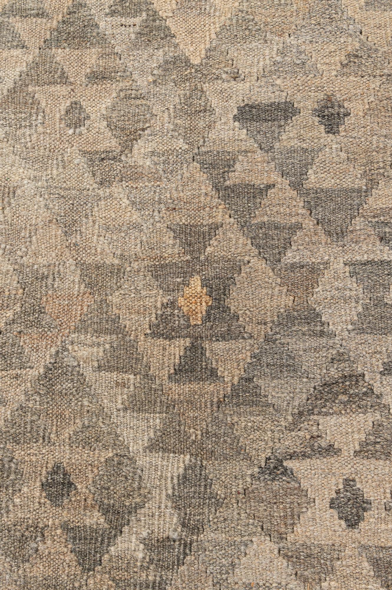 6' 11 x 9' 7 Hand Woven Kilim Maymana Wool Rug