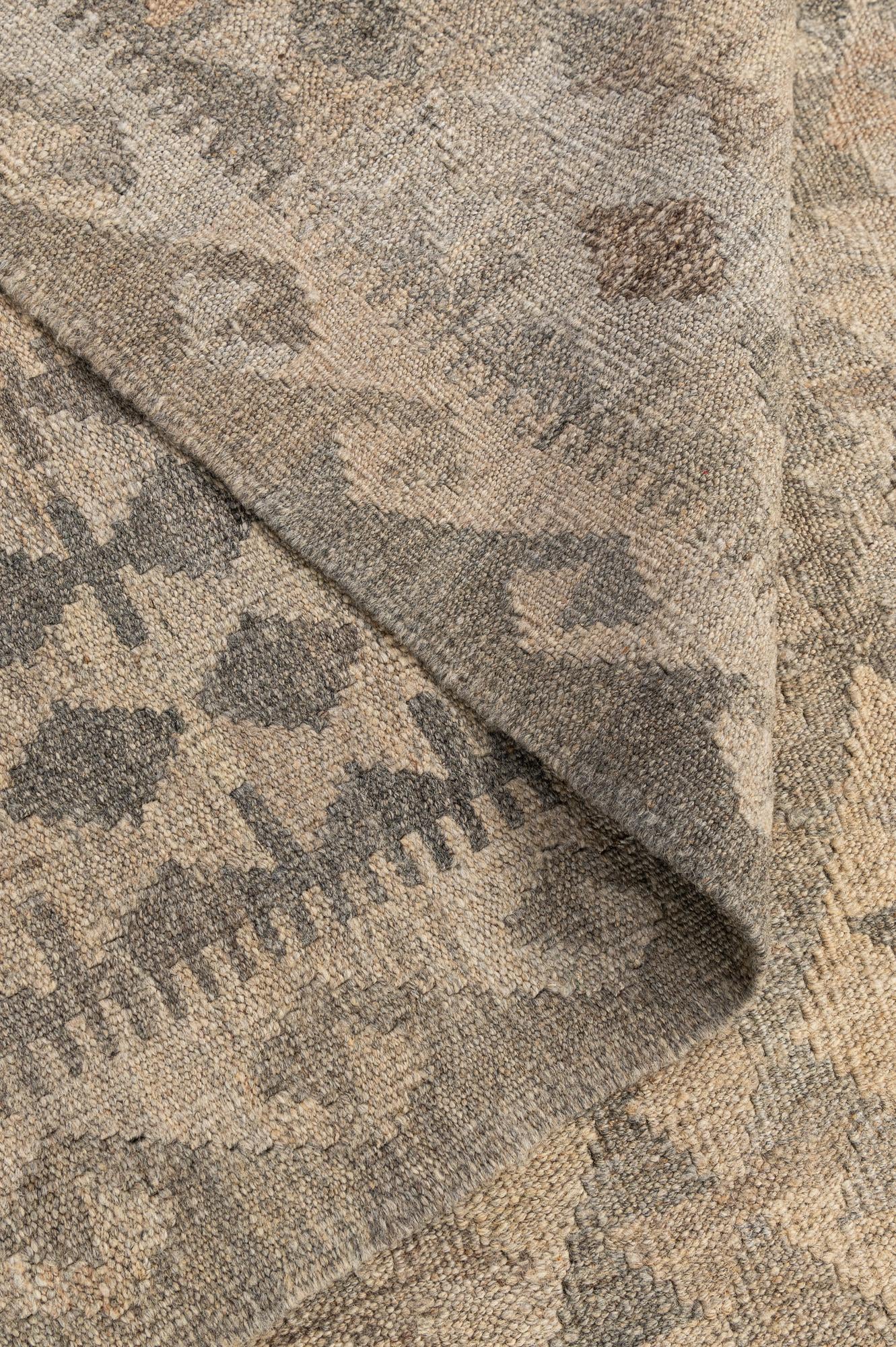 6' 11 x 9' 7 Hand Woven Kilim Maymana Wool Rug