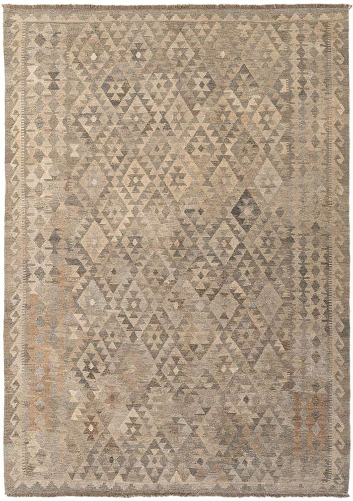 6' 11 x 9' 7 Hand Woven Kilim Maymana Wool Rug