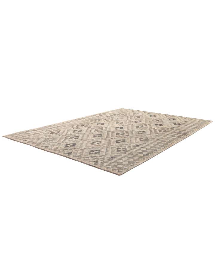 7' x 9' 10 Hand Woven Kilim Maymana Wool Rug