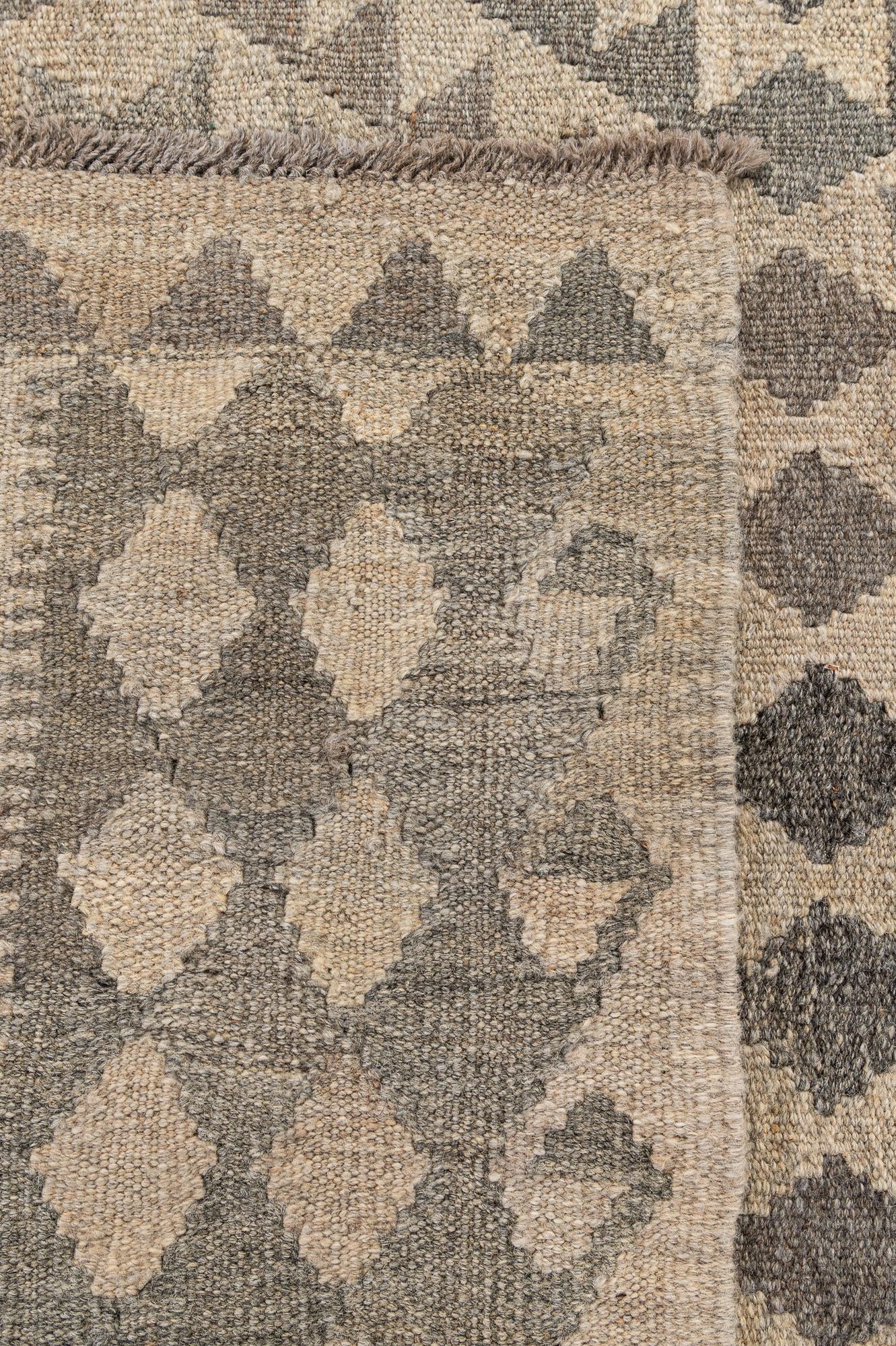 7' x 9' 10 Hand Woven Kilim Maymana Wool Rug