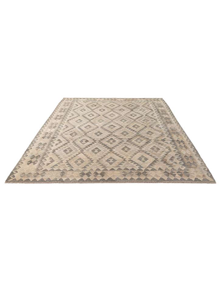 6' 11 x 9' 7 Hand Woven Kilim Maymana Wool Rug