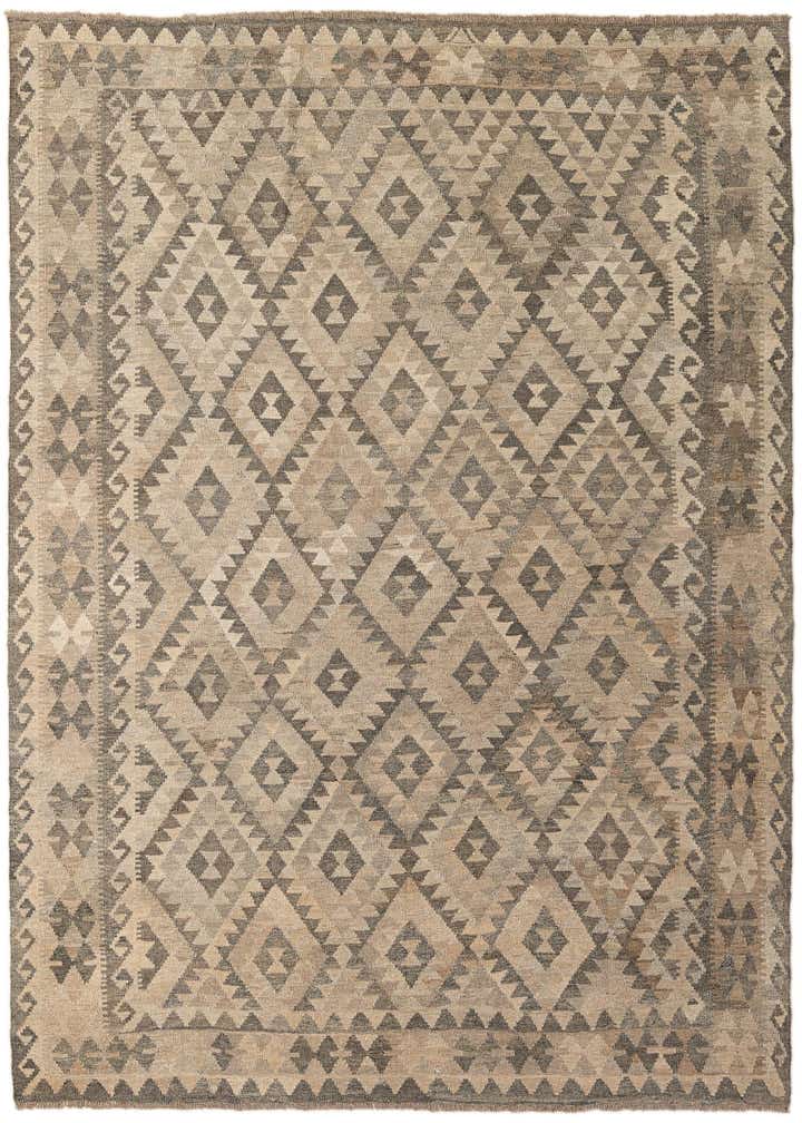 6' 11 x 9' 7 Hand Woven Kilim Maymana Wool Rug