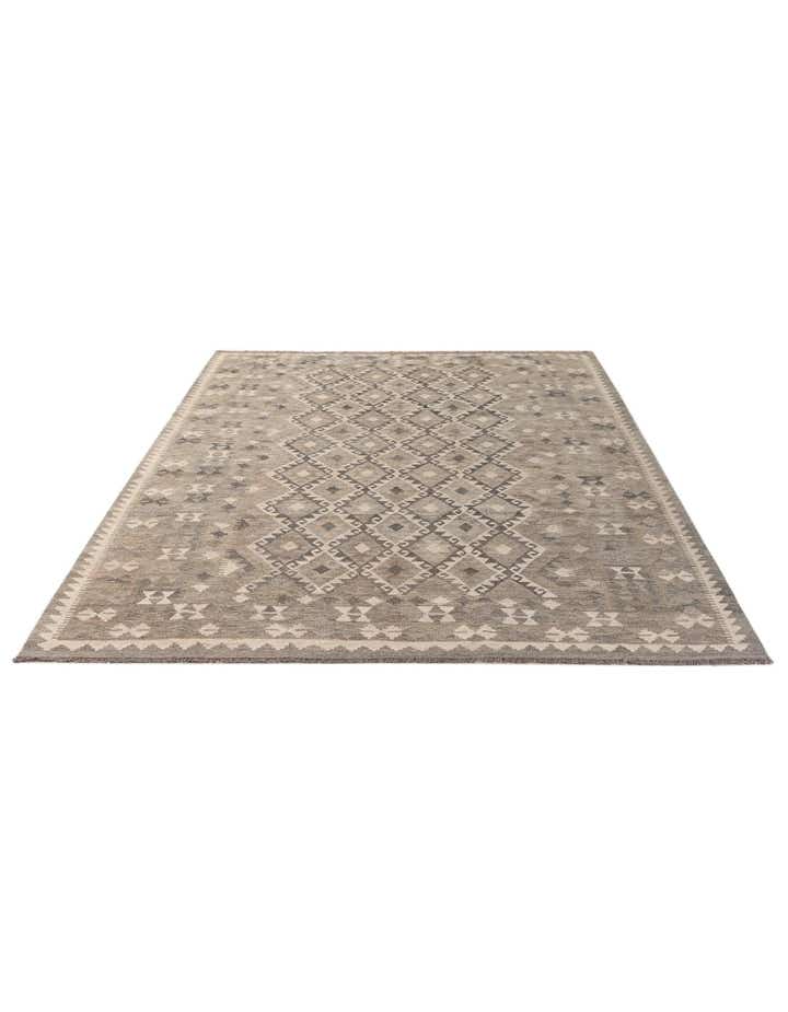 6' 11 x 9' 8 Hand Woven Kilim Maymana Wool Rug