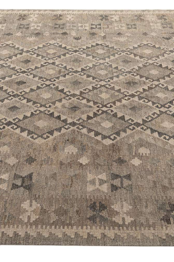 6' 11 x 9' 8 Hand Woven Kilim Maymana Wool Rug