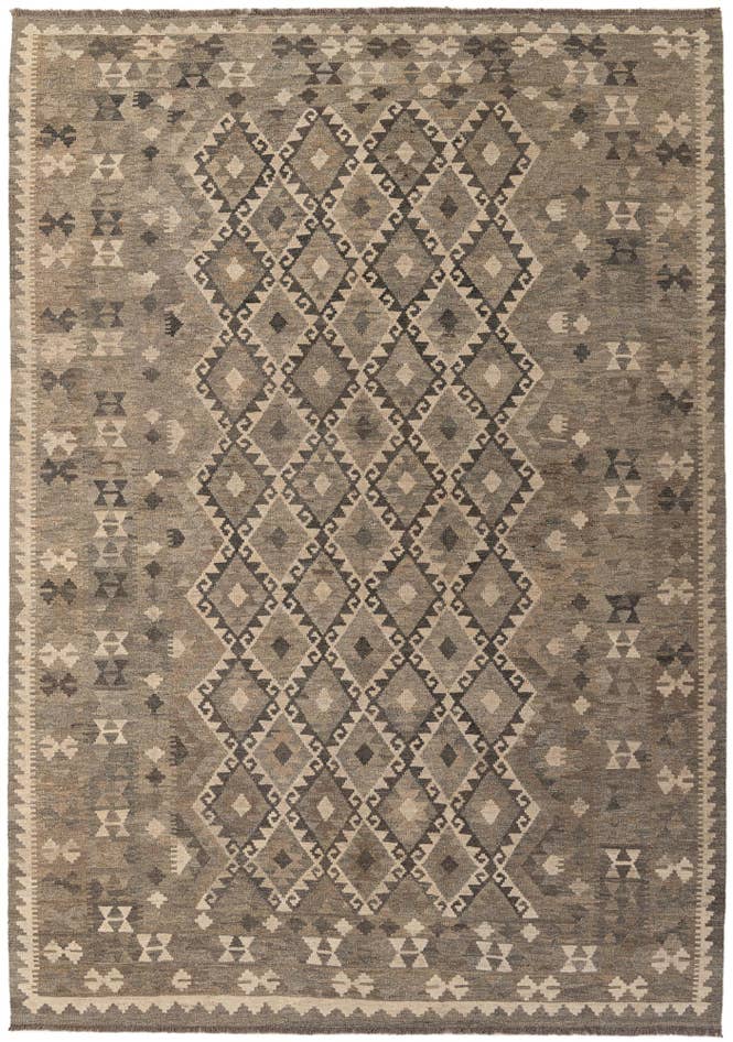 Detail image of 6' 11 x 9' 8 Hand Woven Kilim Maymana Wool Rug