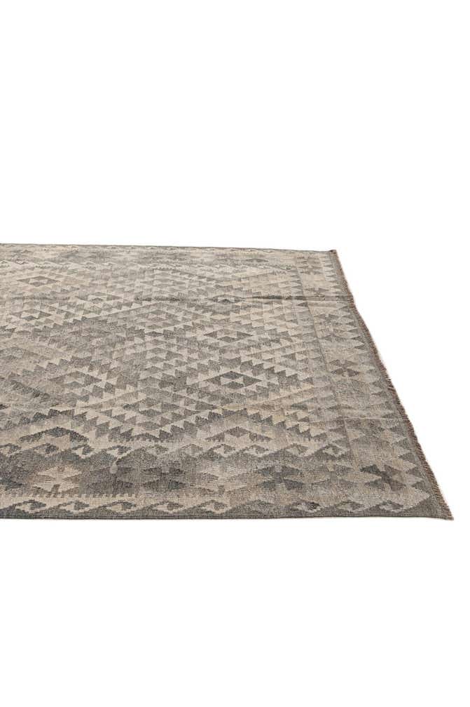 6' 11 x 9' 7 Hand Woven Kilim Maymana Wool Rug