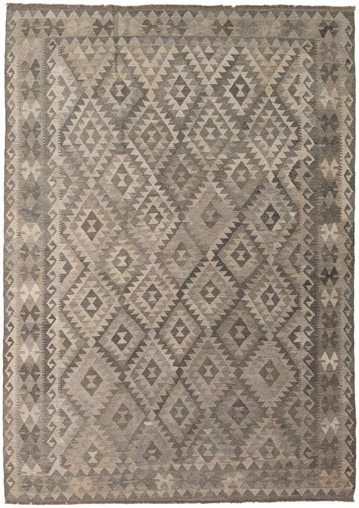 6' 11 x 9' 7 Hand Woven Kilim Maymana Wool Rug