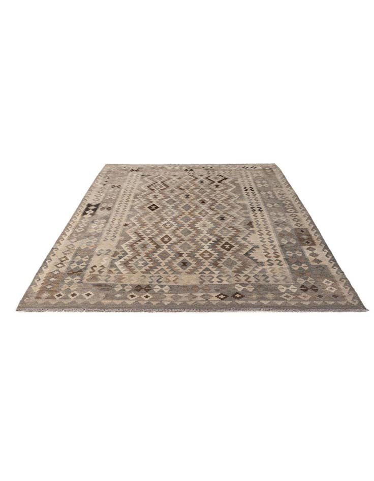 Detail image of 7' x 9' 7 Hand Woven Kilim Maymana Wool Rug
