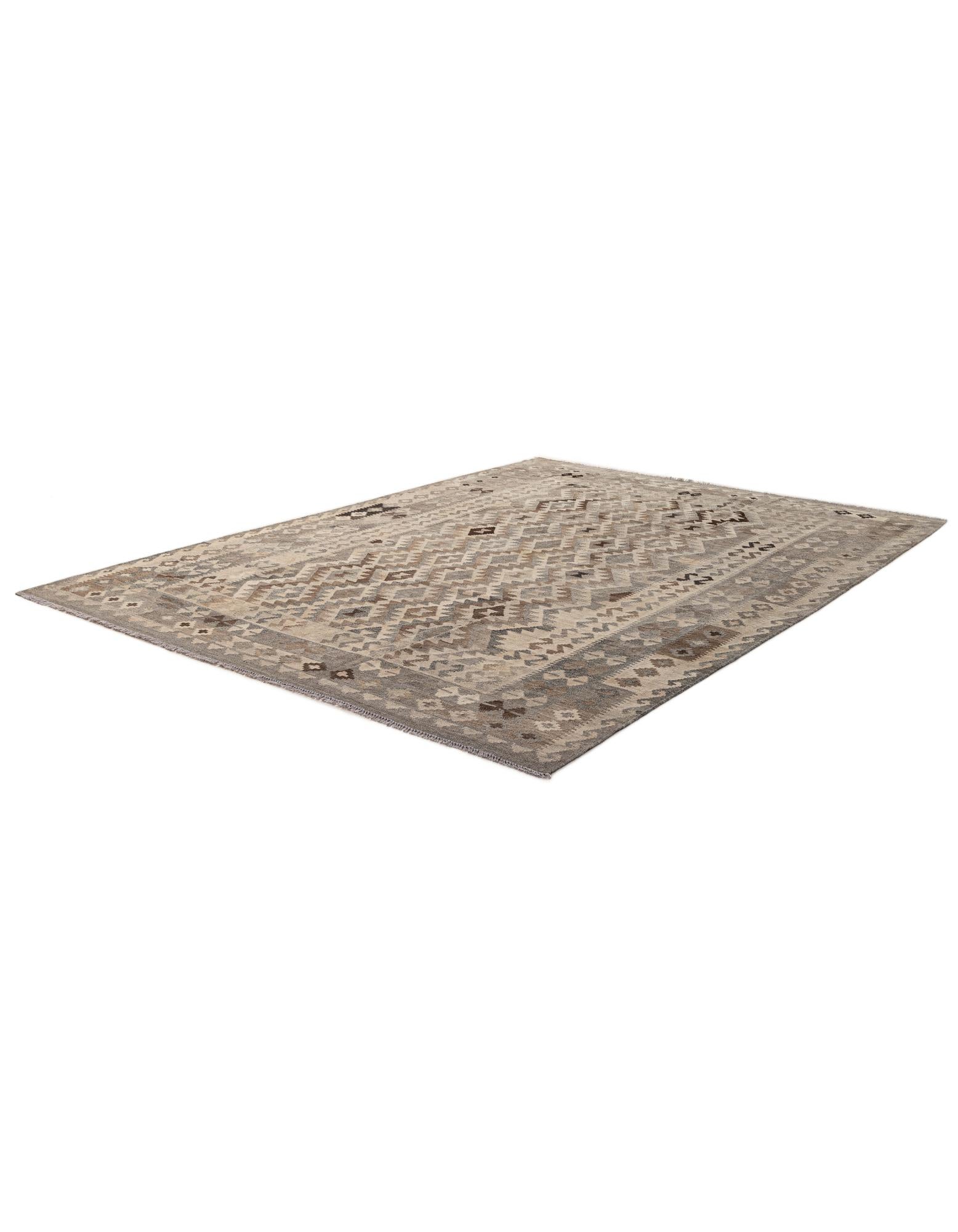 7' x 9' 7 Hand Woven Kilim Maymana Wool Rug